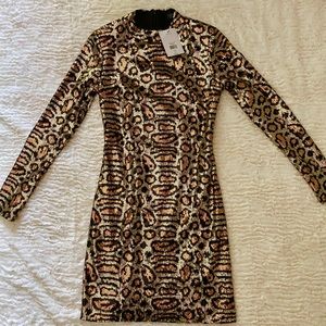 Topshop Leopard print sequin mini dress